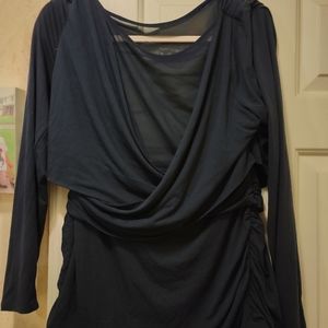 White House Black market wrap top, XL, navy